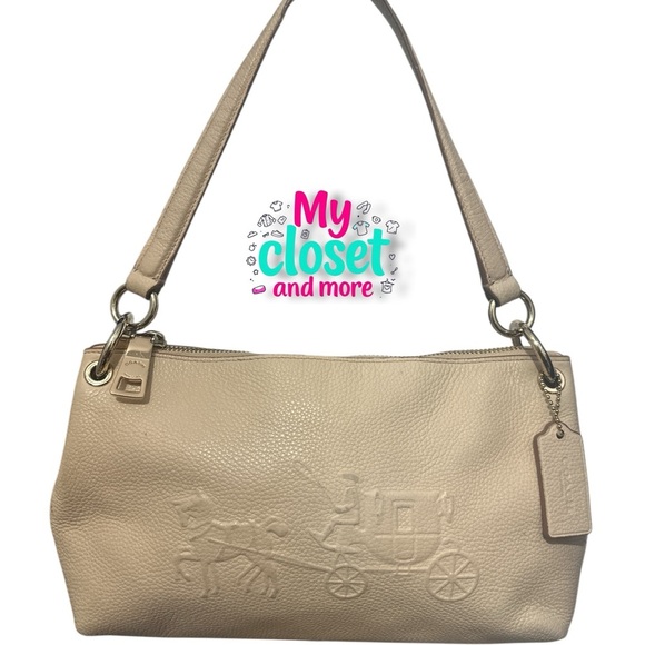 Coach Handbags - Coach Cream Textured Leather Shoulder Bag